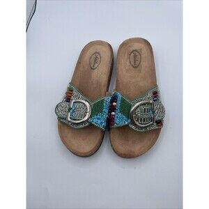 Atalina Women’s 6.5  Multi-Colored Beaded Embellished Sandals 37 Colorful Beach